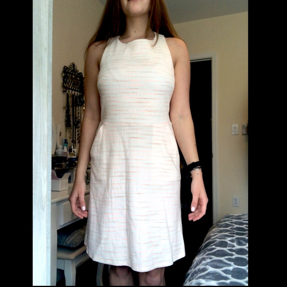 LOFT Striped Criss Cross Back Pocket Dress